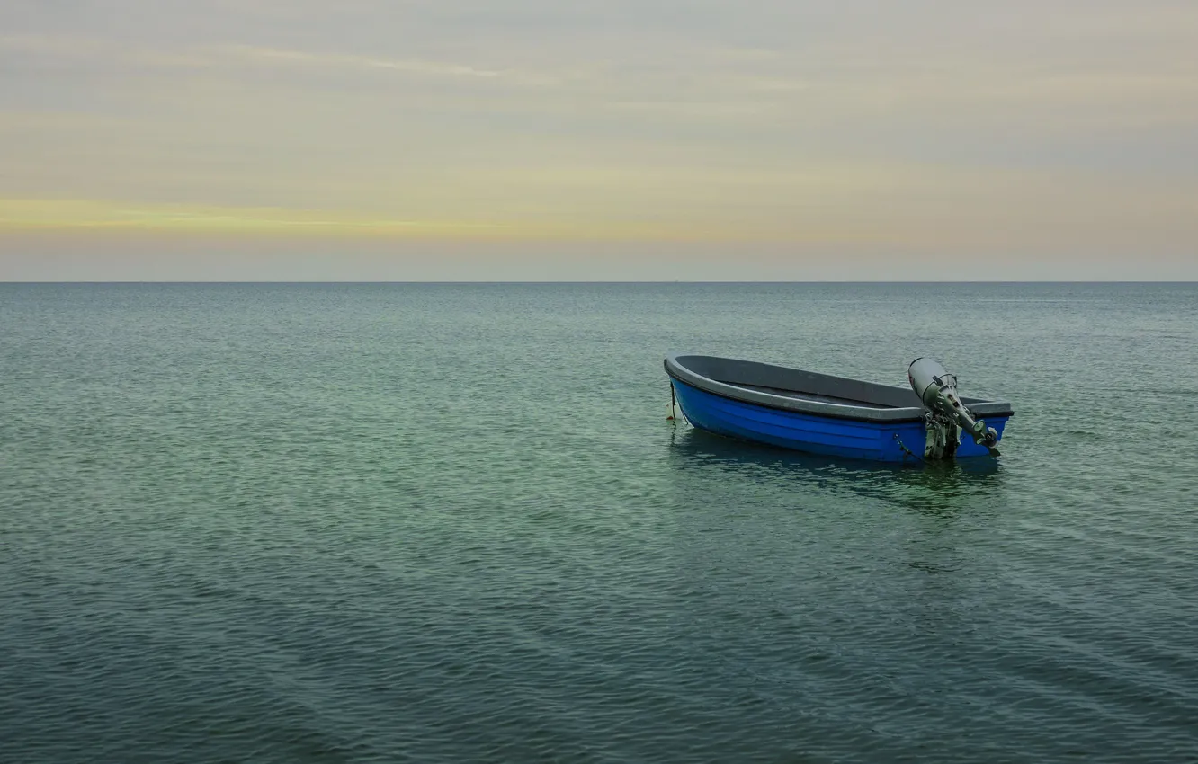 Photo wallpaper sea, seascape, horizon, boat, ocen