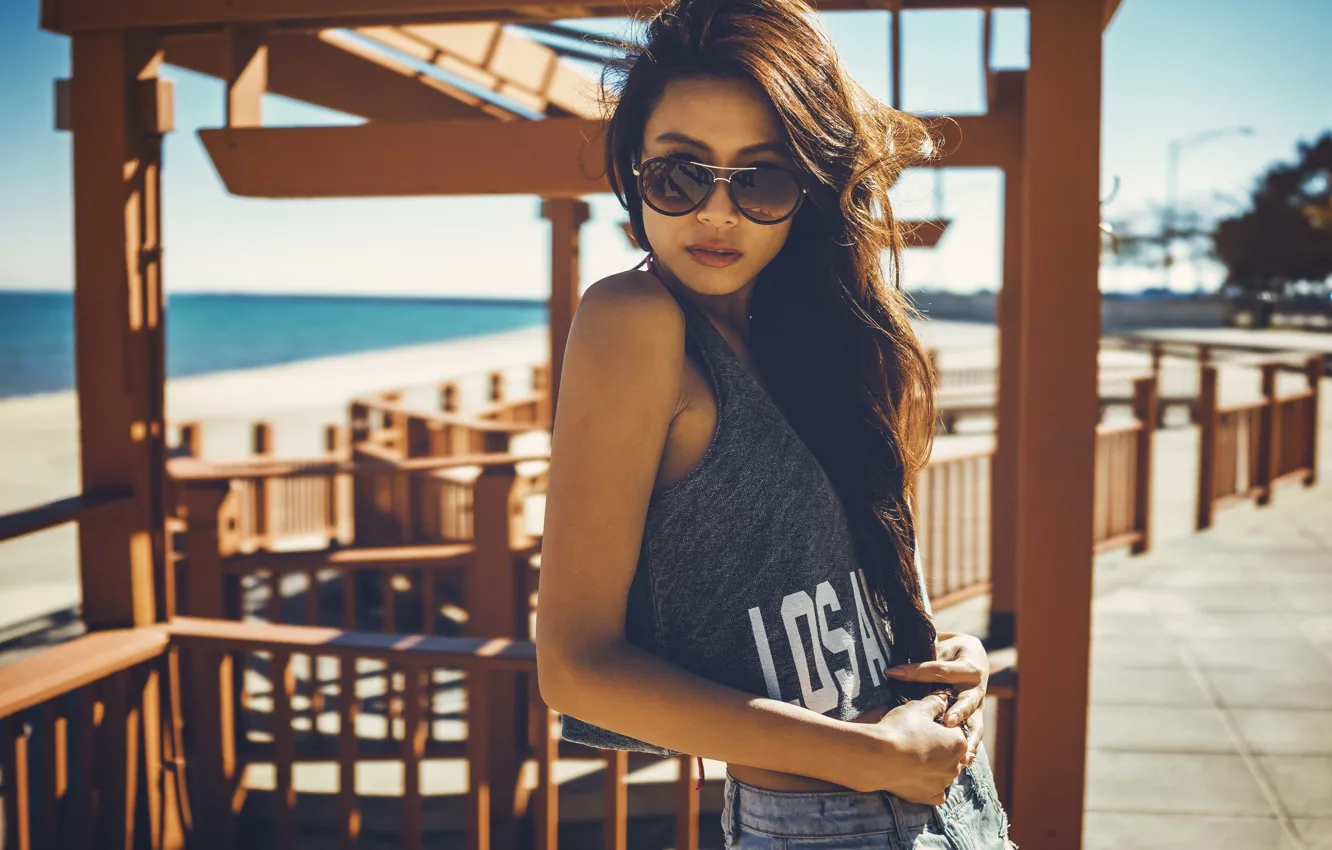 Photo wallpaper model, sunglasses, Claudia Pavel