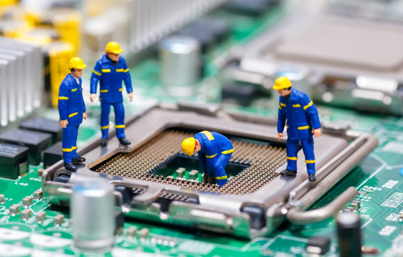 Photo wallpaper dolls, motherboard, cleaning