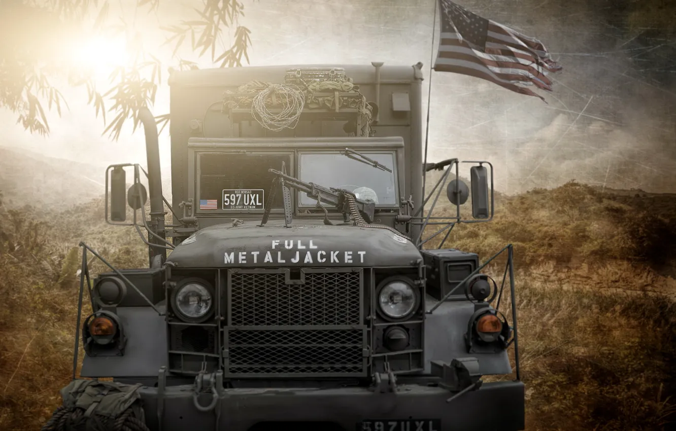 Photo wallpaper Photoshop, composite, Full Metal Jacket, US army truck