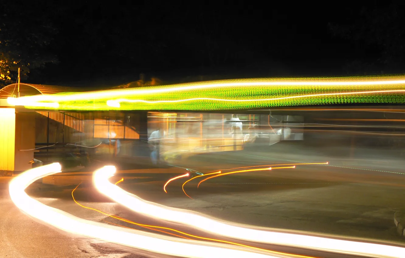 Photo wallpaper the city, bus, stop, Belarus, MAZ, MAZ, my photo, night shooting