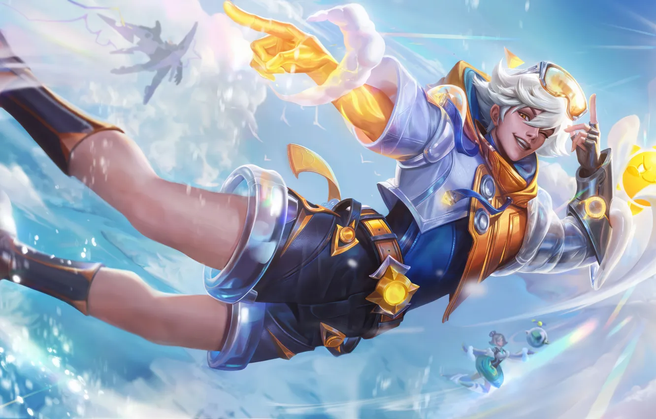Photo wallpaper flight, smile, game, gesture, characters, League of Legends, ezreal, lol