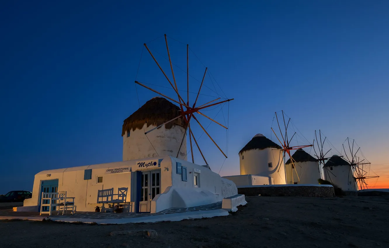 Photo wallpaper Greece, windmills, Mykonos