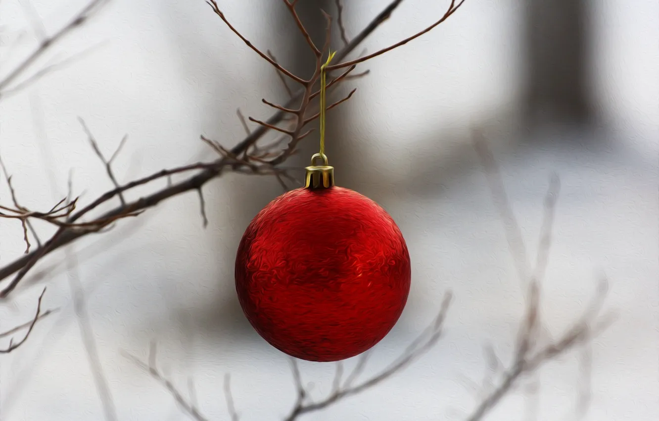 Photo wallpaper background, mood, twigs, Christmas toy