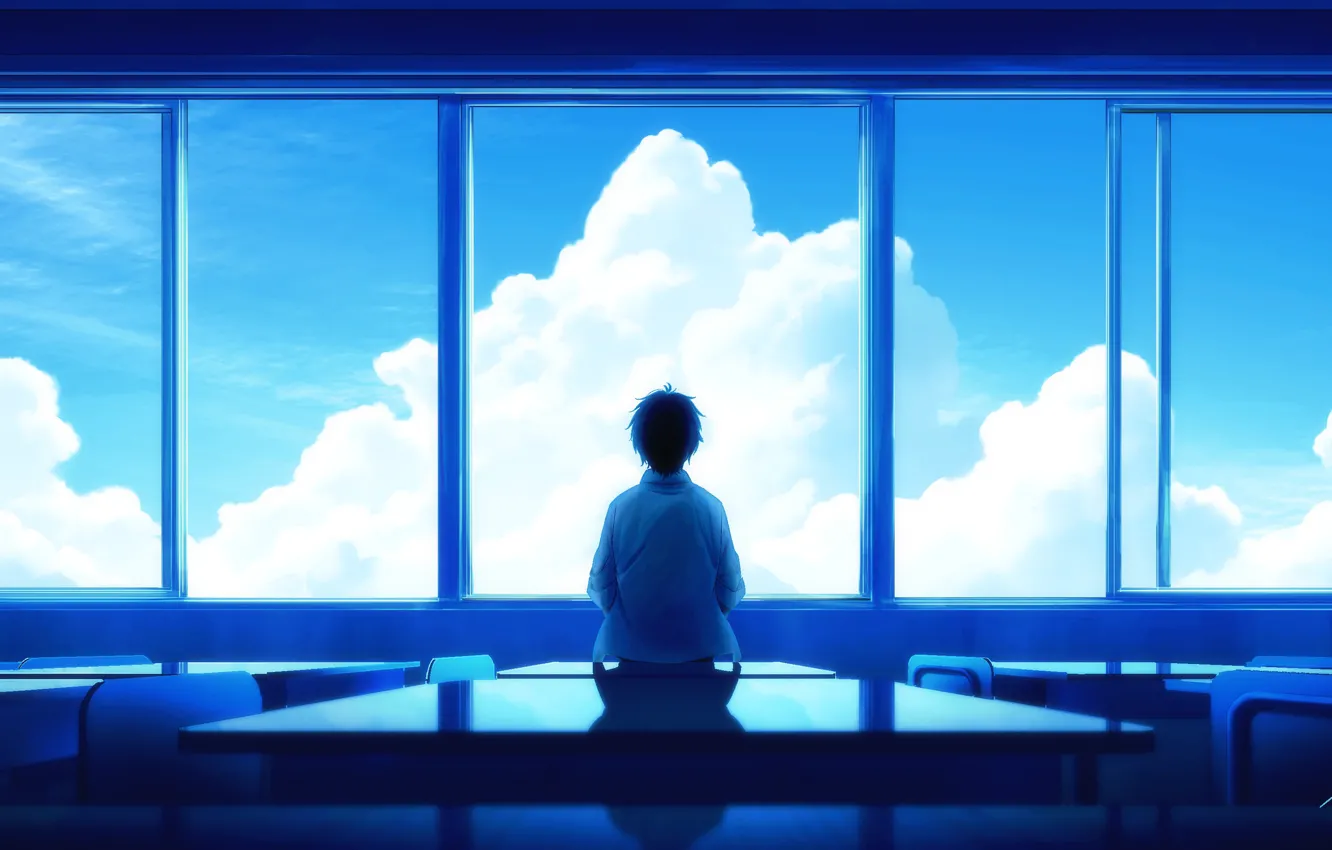 Photo wallpaper the sky, clouds, window, class, guy, Parta, student