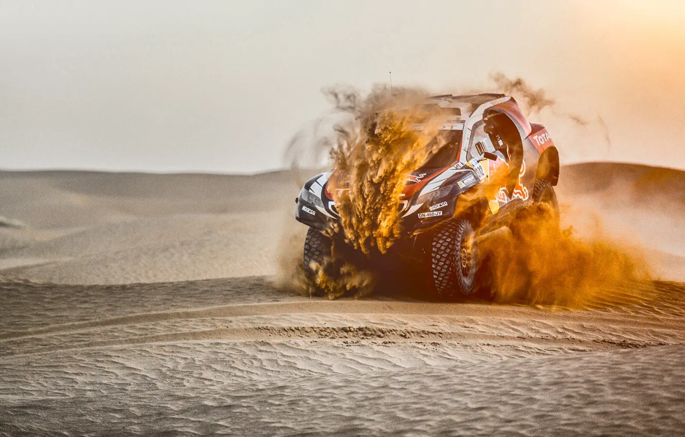 Photo wallpaper Sand, 2008, Sport, Speed, Race, Peugeot, Lights, Heat