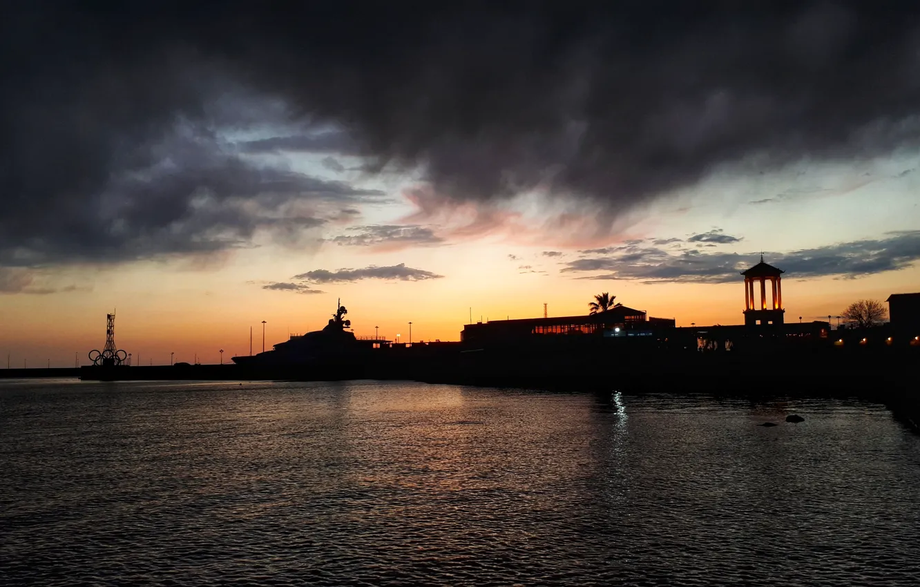 Photo wallpaper sea, sunset, Sochi