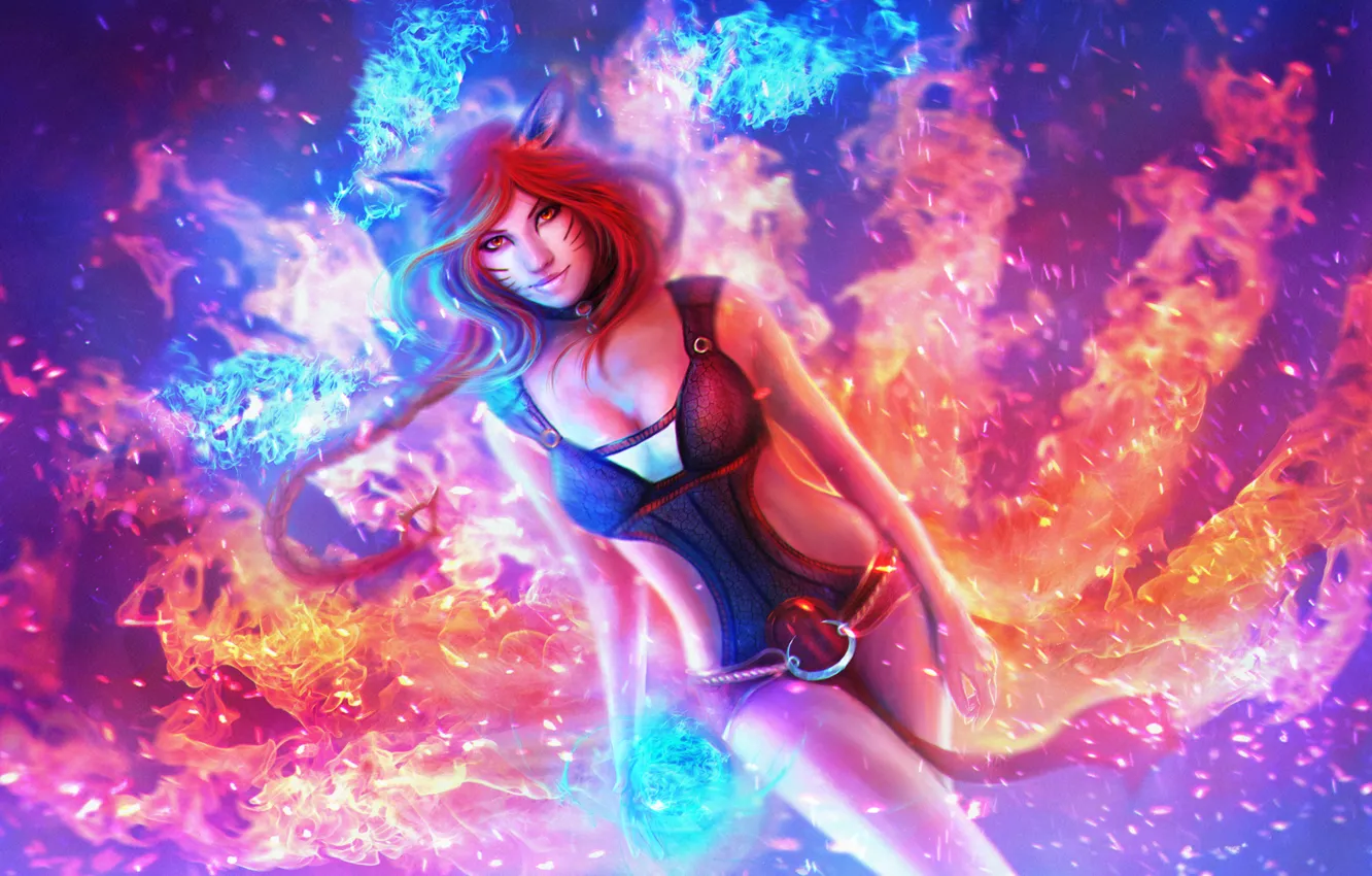Photo wallpaper girl, Fox, League of Legends, LoL, Ahri, League Of Legends, Nine-Tailed Fox