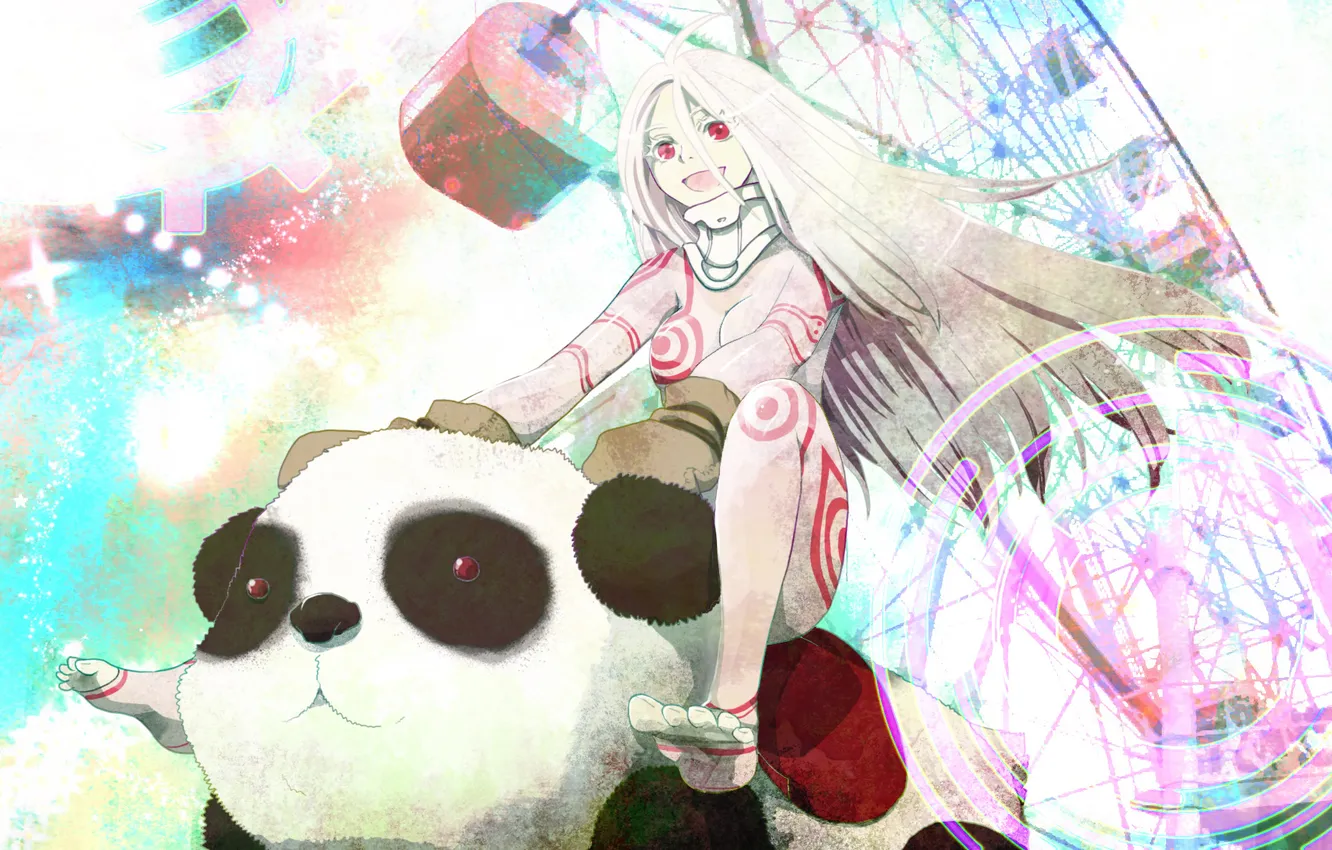 Photo wallpaper girl, Park, anime, art, Panda, Ferris wheel, Deadman Wonderland, Wonderland suicide