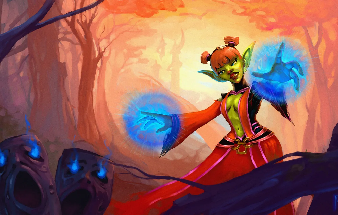 Photo wallpaper forest, magic, MAG, WoW, World of Warcraft, Goblin, art, mage
