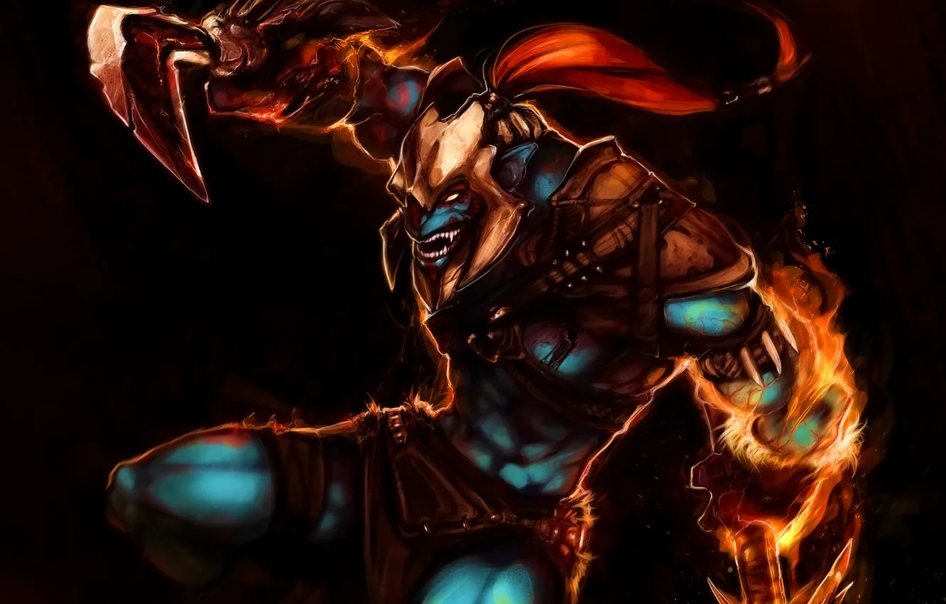 Photo wallpaper lights, weapons, attack, warrior, art, Troll, dota 2, Huskar