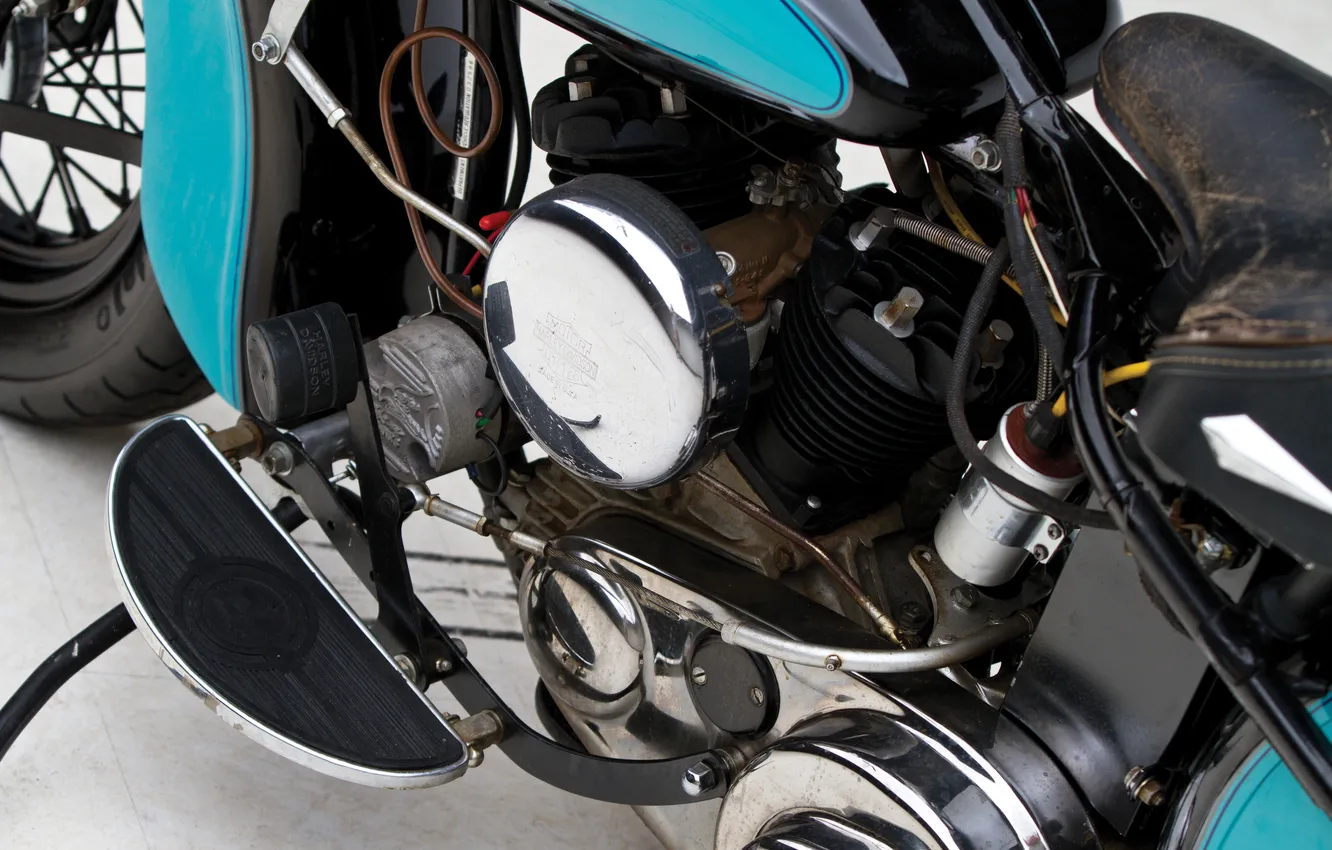 Photo wallpaper Harley-Davidson, 1947, retro motorcycles, retro motorcycles, Harley-Davidson WL