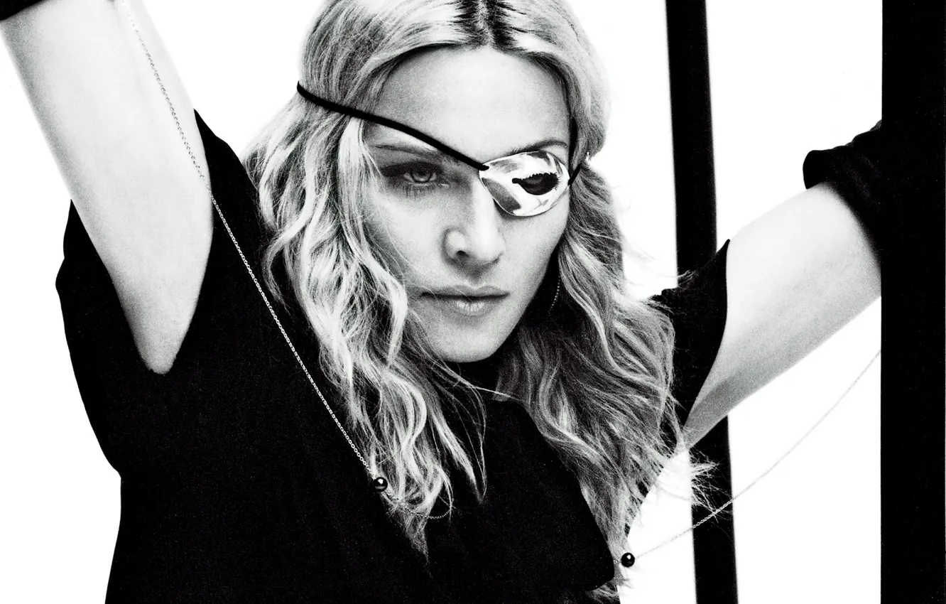 Photo wallpaper black and white, headband, Madonna, Madonna