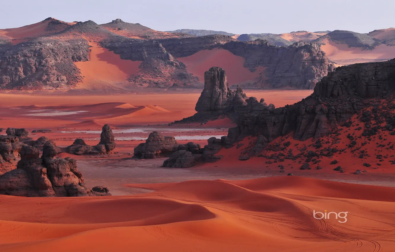 Photo wallpaper sand, mountains, rocks, desert, Africa, Algeria, Sugar, National Park Tassili