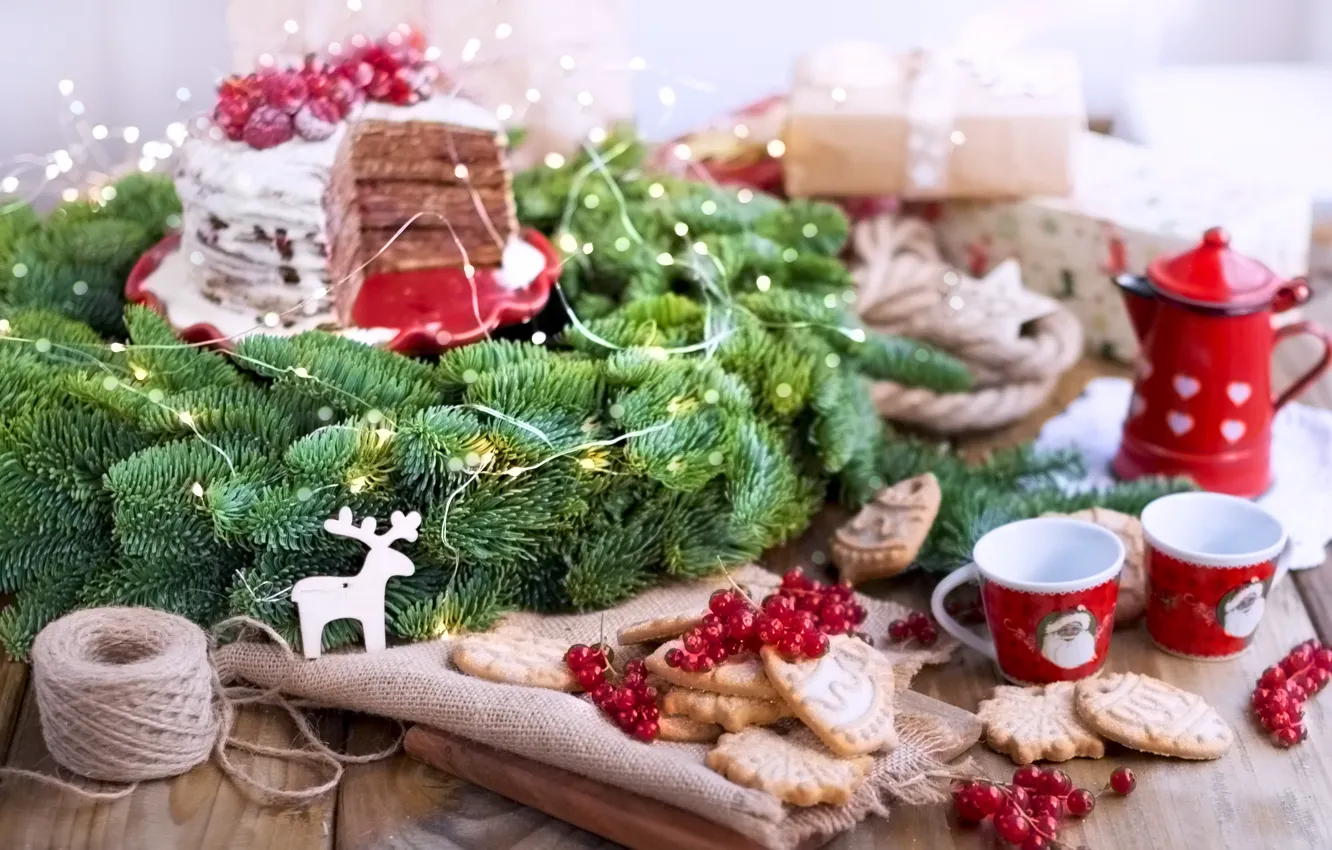 Photo wallpaper cake, cookies, coffee, Marina Bakush, Christmas, decor