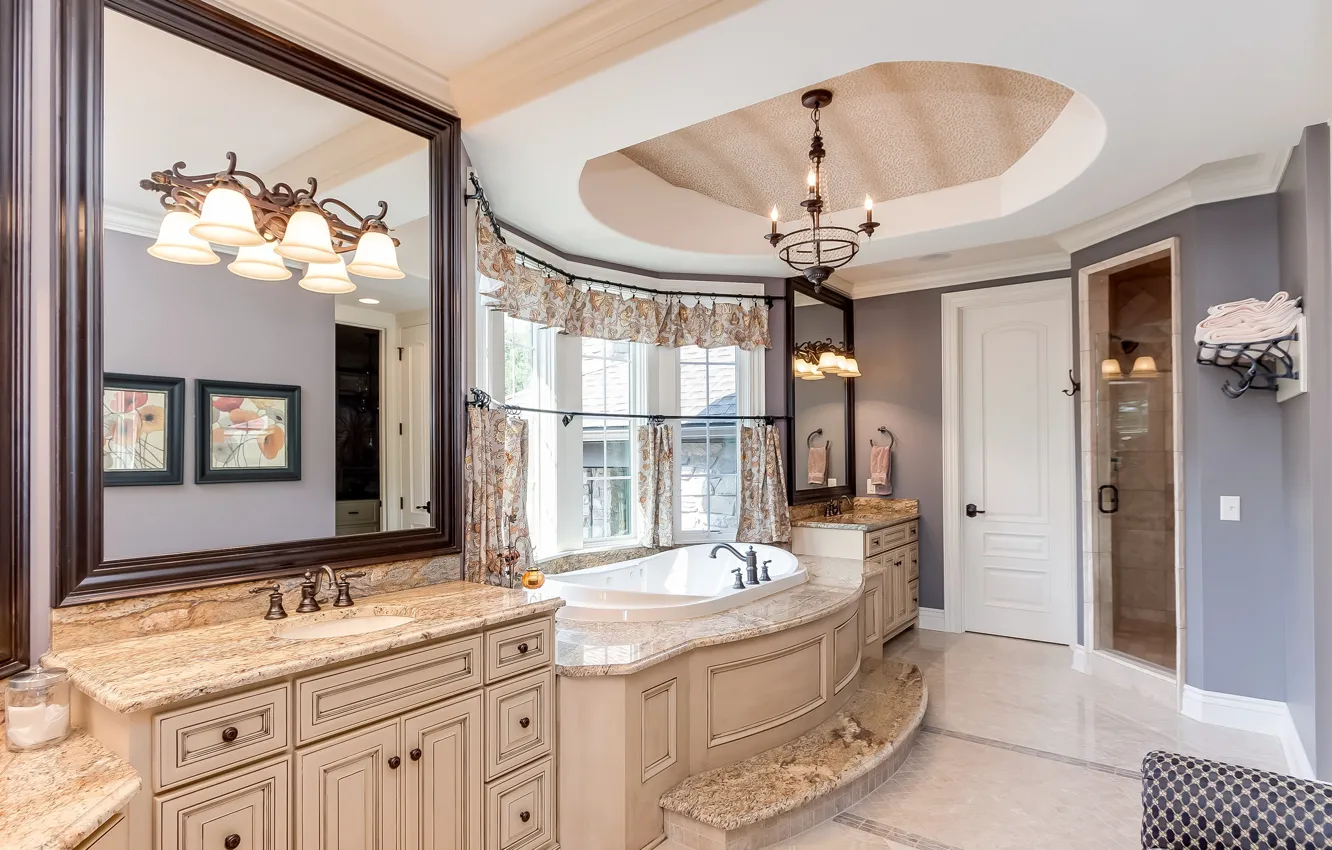 Photo wallpaper design, furniture, bath, bathroom