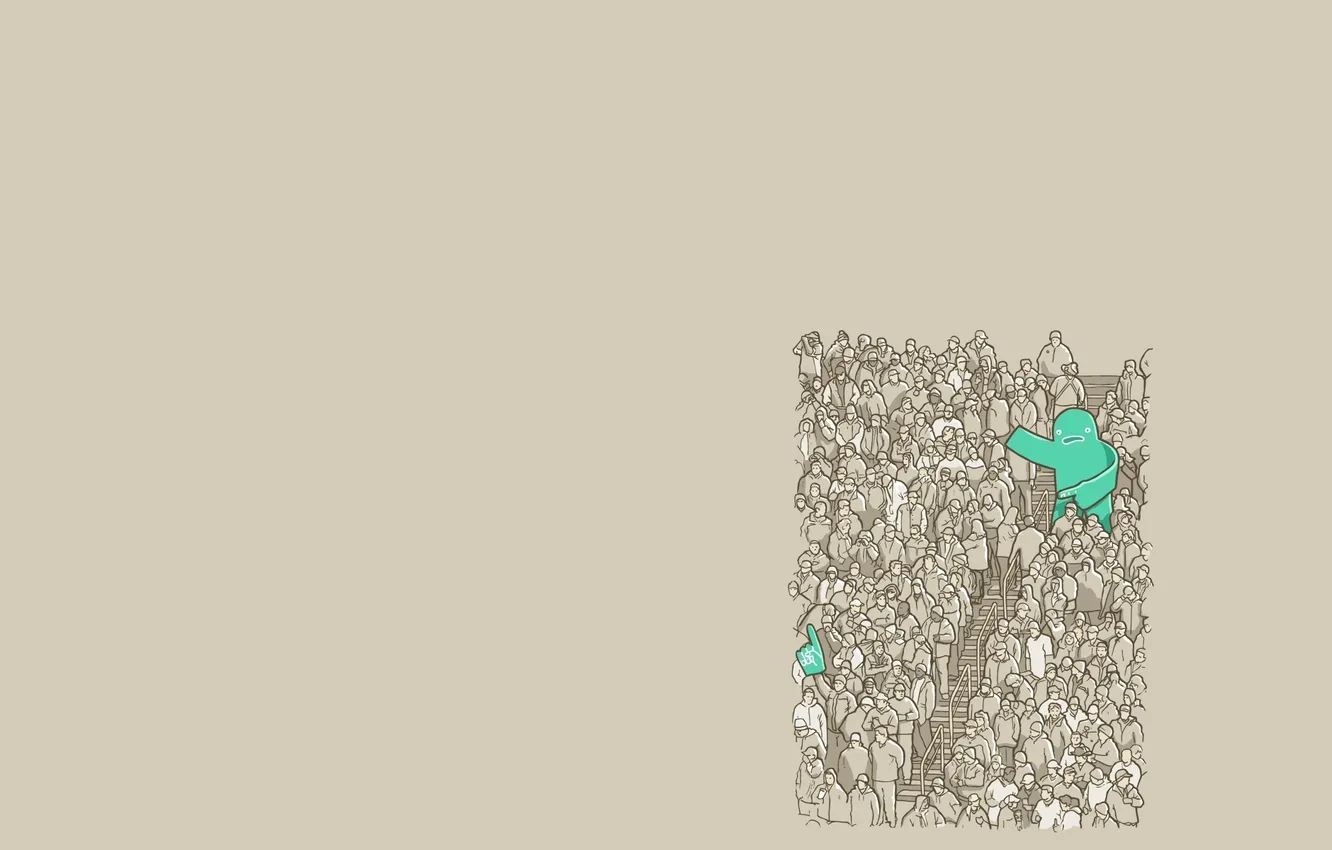 Photo wallpaper green, people, minimalism, dude, fans