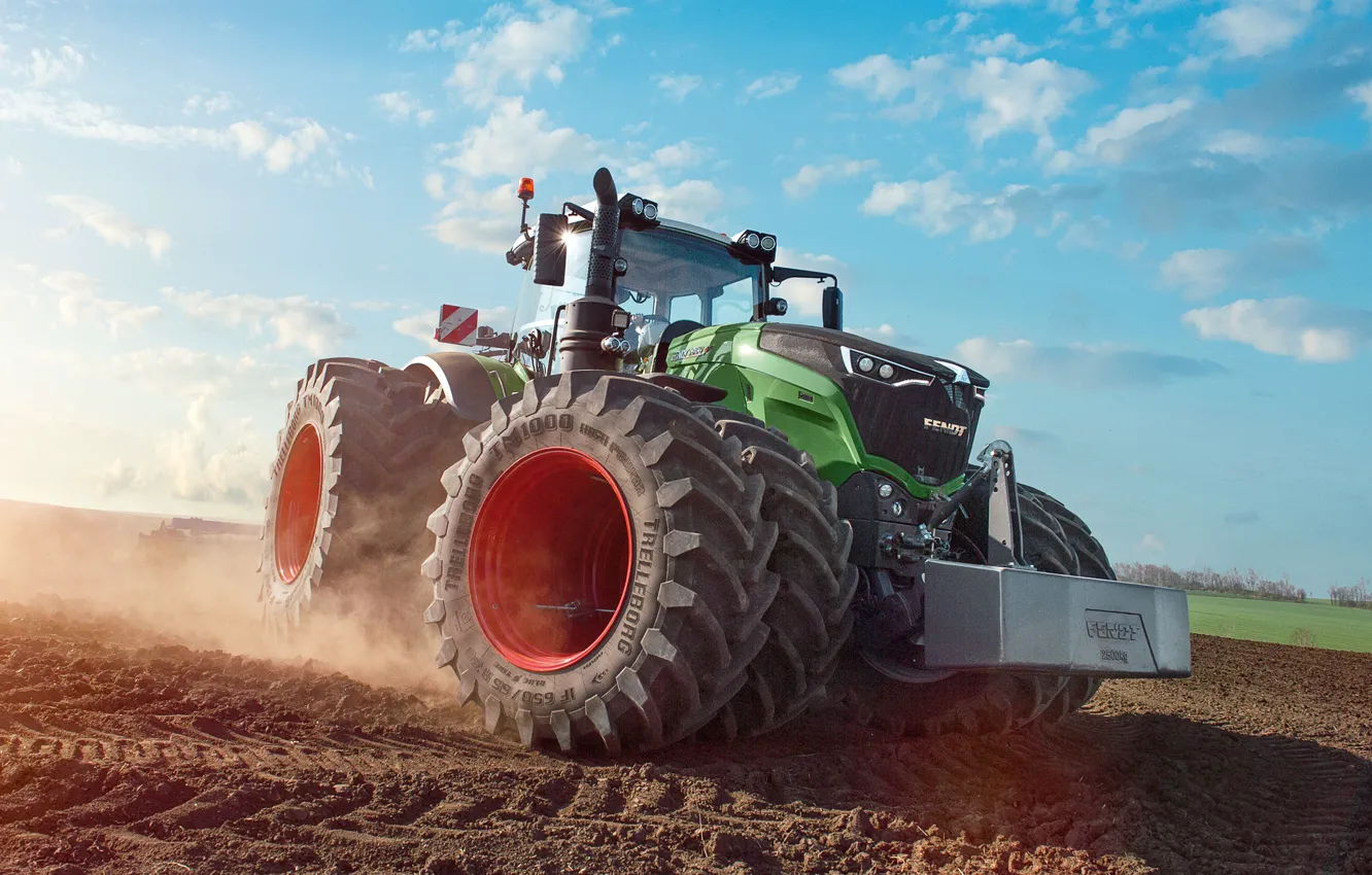 Photo wallpaper field, the sky, tractor, wheel, agricultural machinery, Fendt, Fendt 1000 Vario, the counterweight