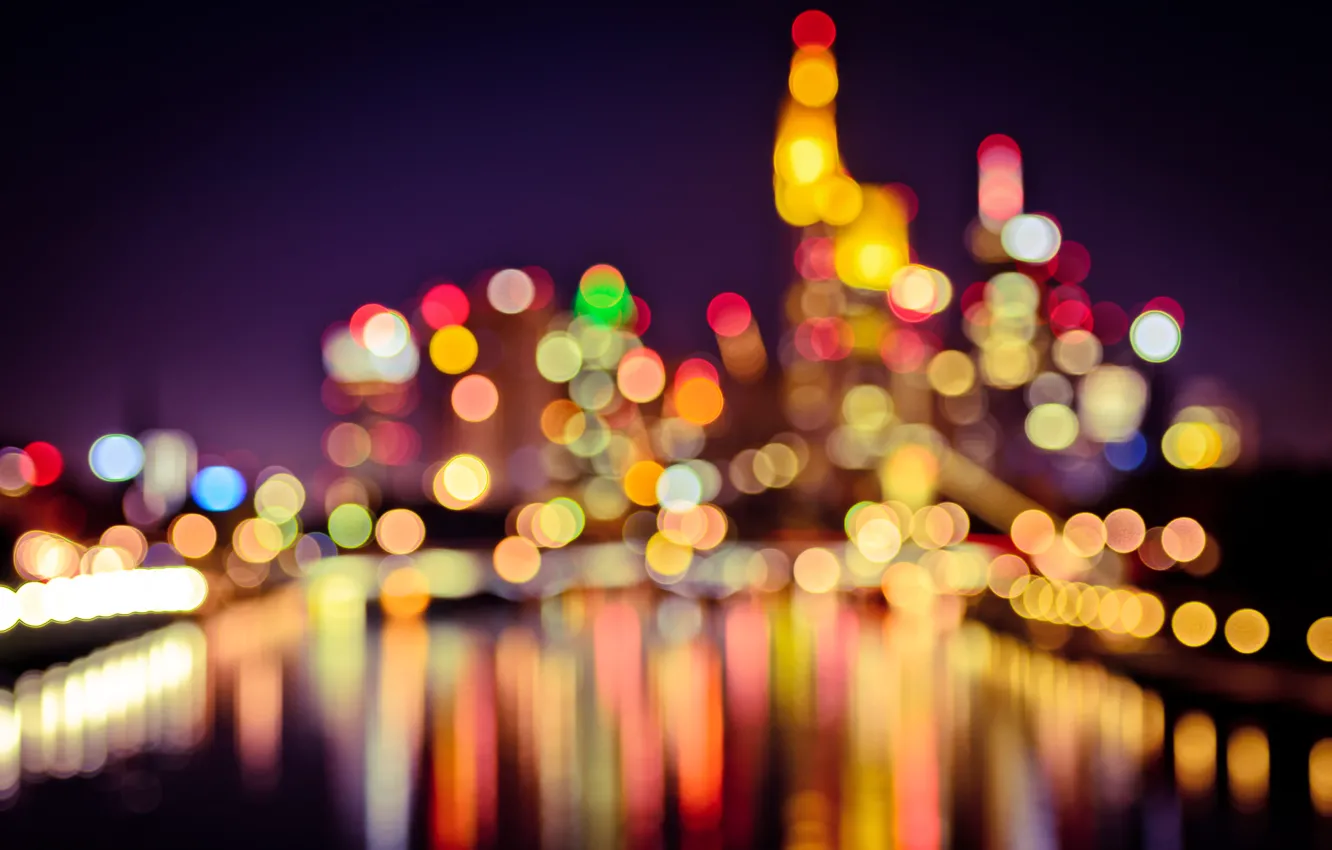 Photo wallpaper night, the city, lights, Germany, bokeh, Frankfurt am main, Frankfurt Bokeh Lights, flowtation photography