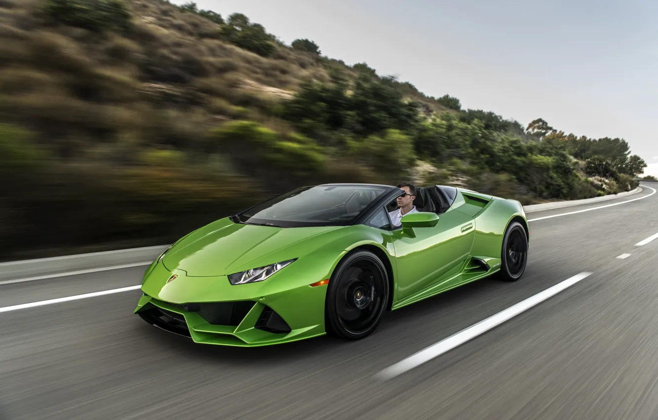 Photo wallpaper speed, Lamborghini, Spyder, Evo, Huracan, 2019, Huracan Evo, North America version