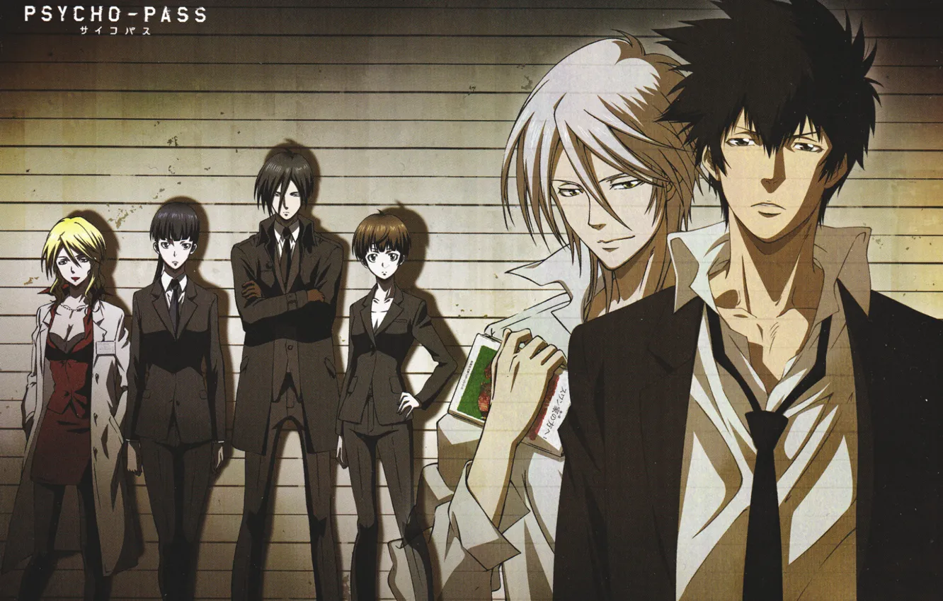 Photo wallpaper wall, costume, tie, Bathrobe, white shirt, black suit, Ginoza Nobuchika, Psycho-pass