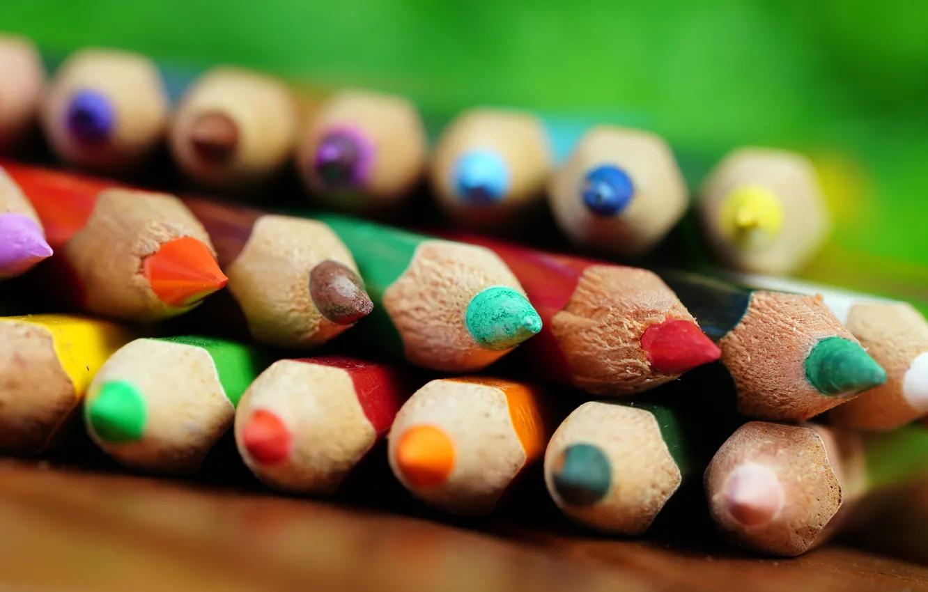 Photo wallpaper pencils, tilt, colorful, bokeh, colored pencils