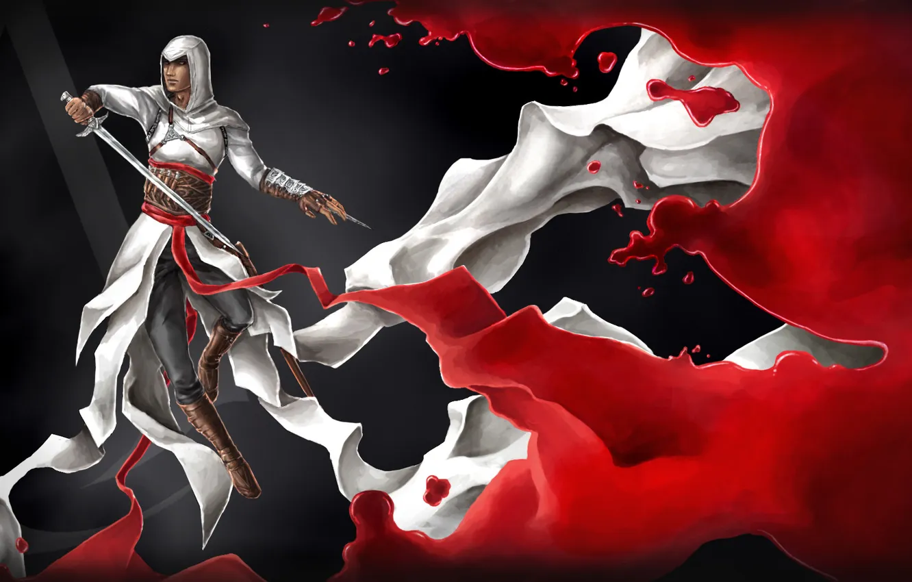 Photo wallpaper blood, blood, assassins creed, Altair, assassin, altair