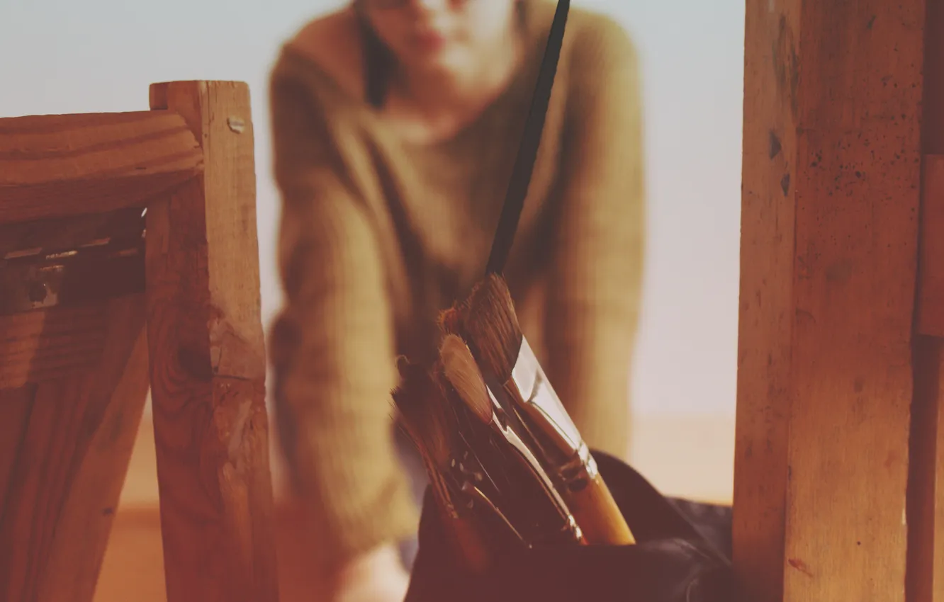 Photo wallpaper people, brush, brush