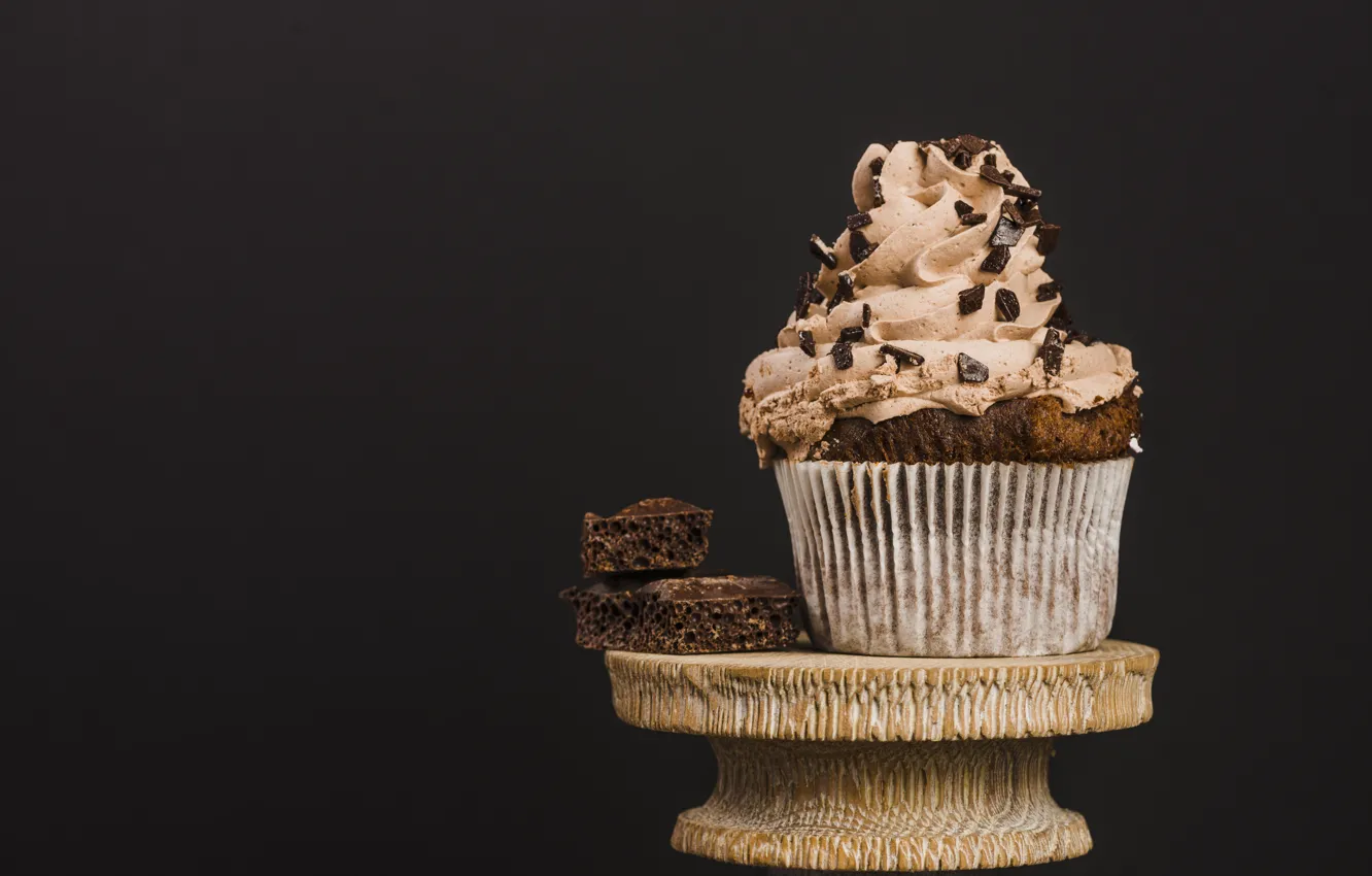 Photo wallpaper chocolate, black, cream, dessert, wood, background, chocolate, sweet