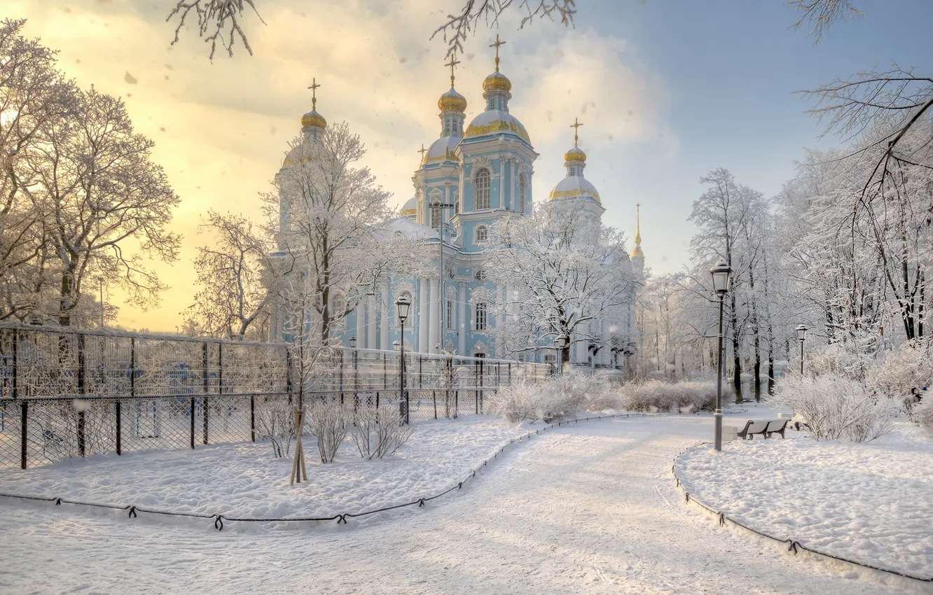 Photo wallpaper winter, the sky, snow, nature, Church, Cathedral, Gordeev Edward