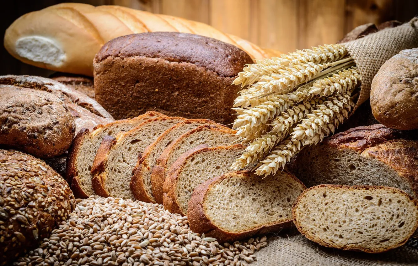 Photo wallpaper wheat, grain, spikelets, bread, cuts