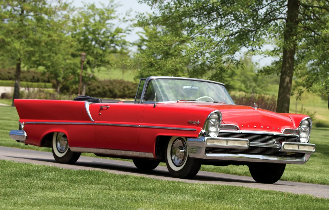 Photo wallpaper Lincoln, red, the front, 1957, Convertible, Lincoln, Premiere