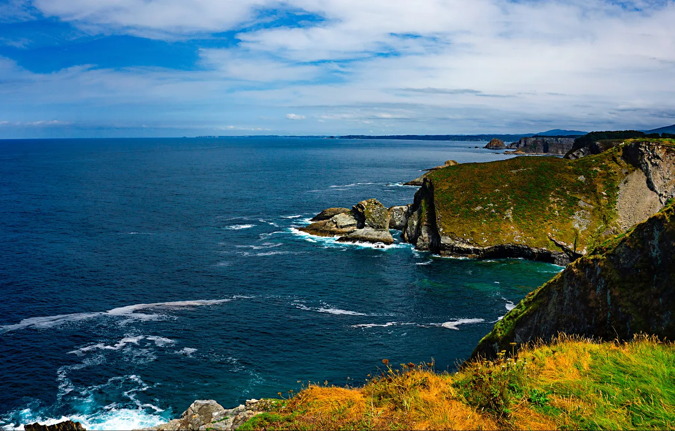 Photo wallpaper sea, blue, rocks, shore