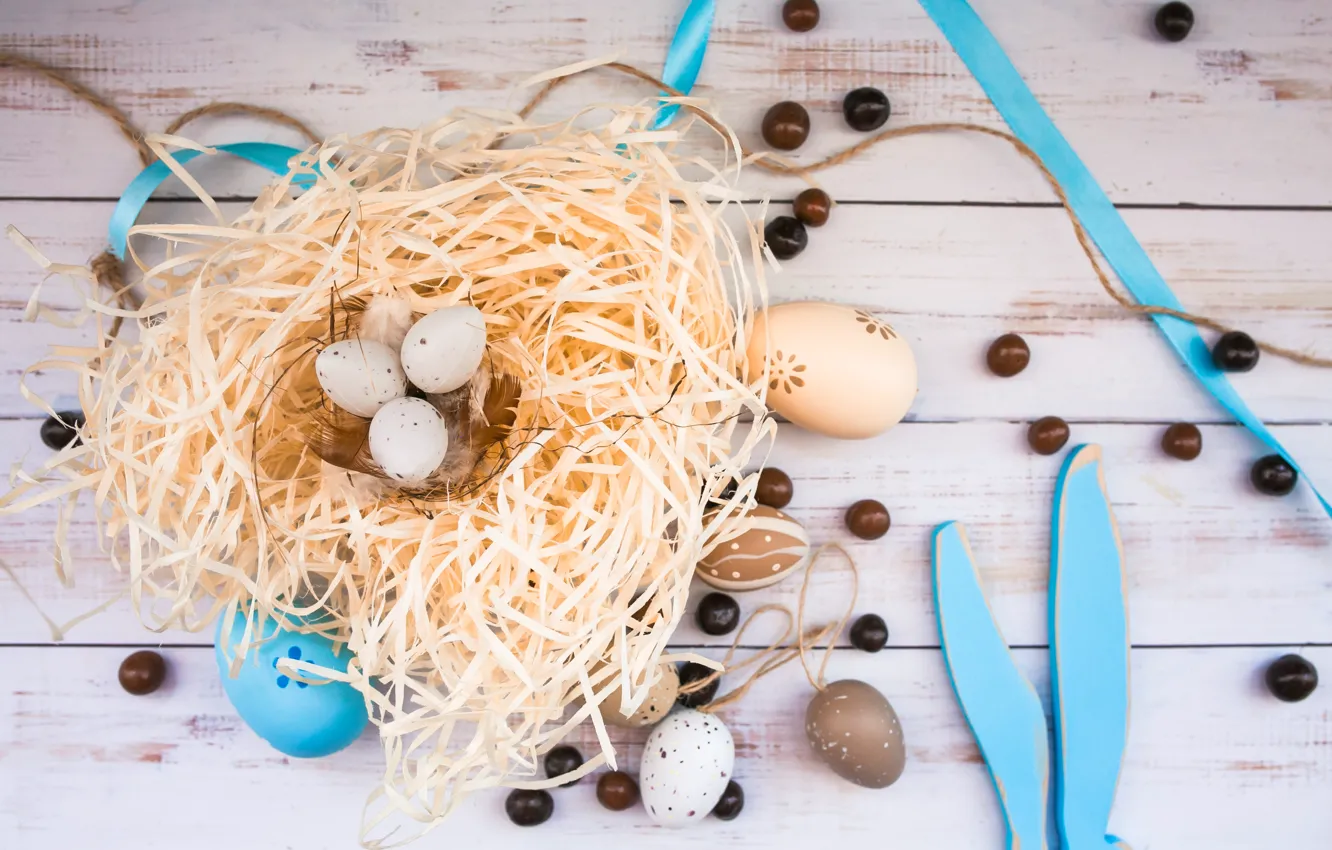 Photo wallpaper holiday, eggs, Easter, socket, hay