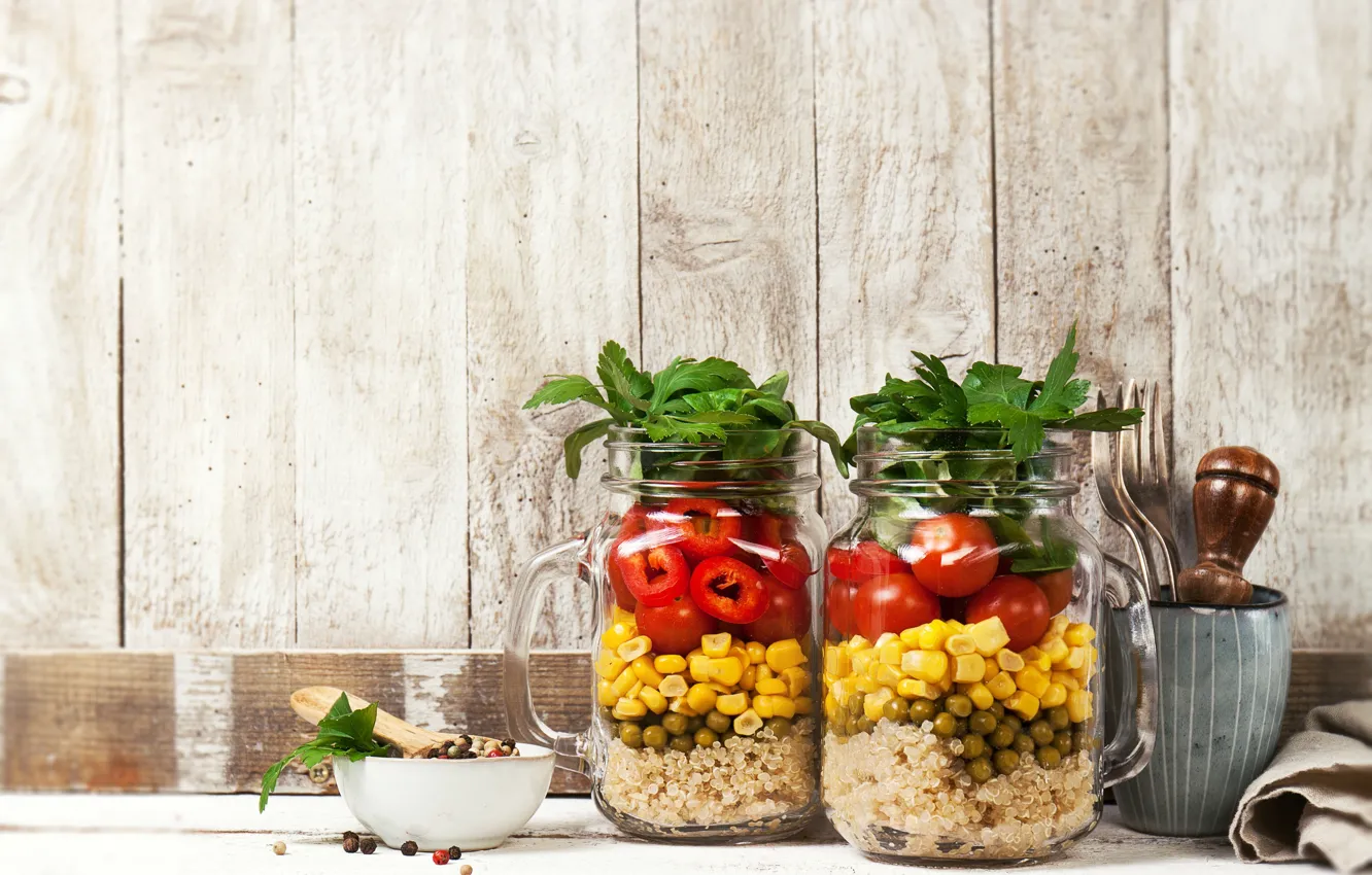 Photo wallpaper greens, corn, Bank, pepper, porridge