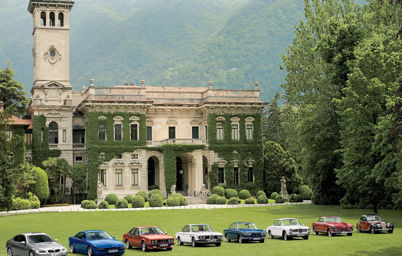 Photo wallpaper trees, mountains, home, BMW