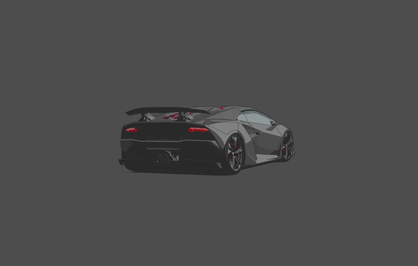 Photo wallpaper Lamborghini, Car, Grey, Sesto Elemento, Rear, Minimalistic