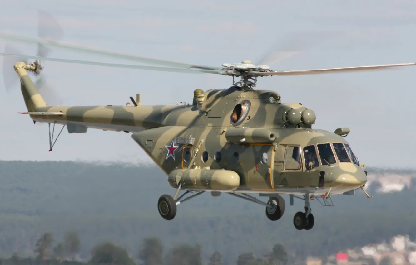 Photo wallpaper the sky, stars, helicopter, blades, Mi-8, Mile, AMTSH