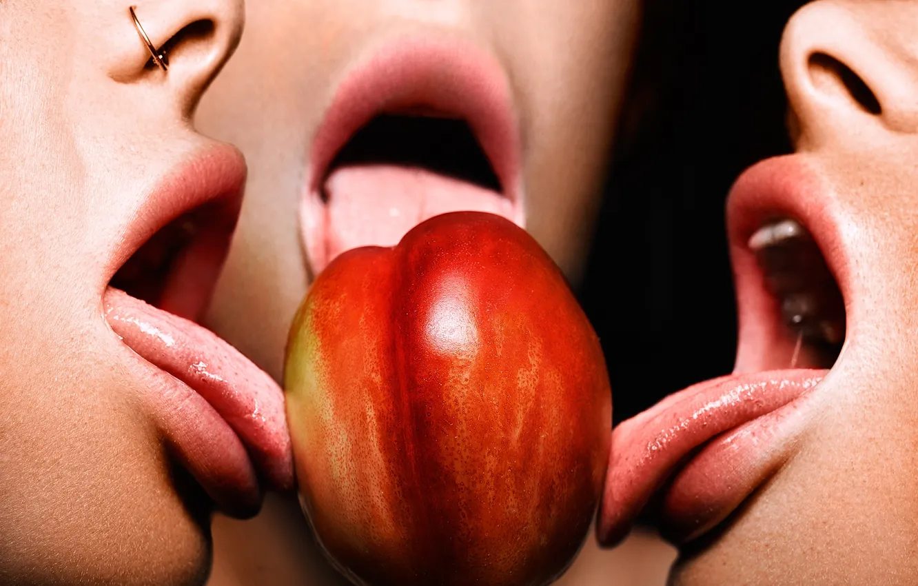 Photo wallpaper language, mouth, lips, peaches, photographer, Yura Pechen