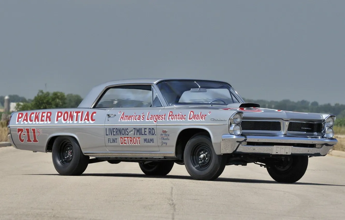 Photo wallpaper Race, Pontiac, Old, Silver