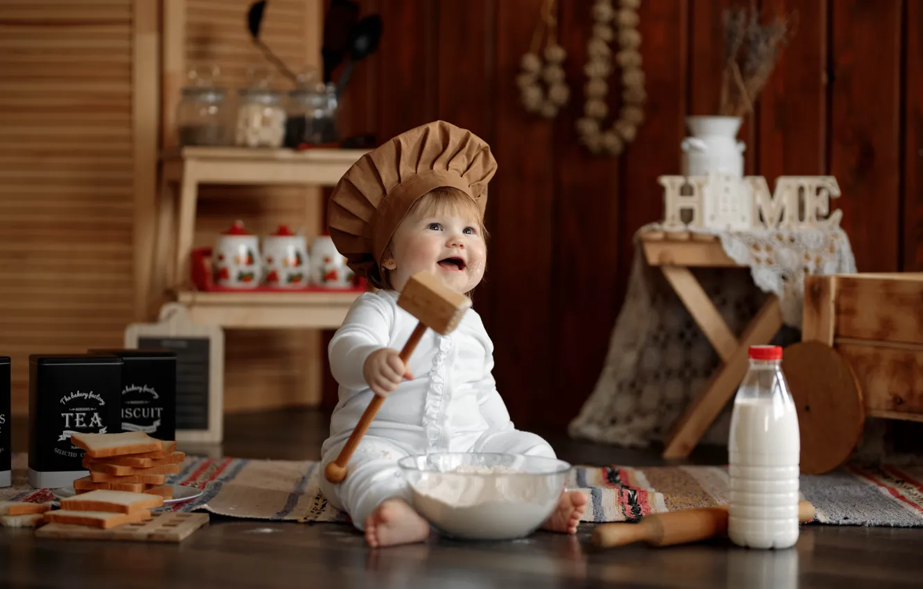 Photo wallpaper children, baby, scullion