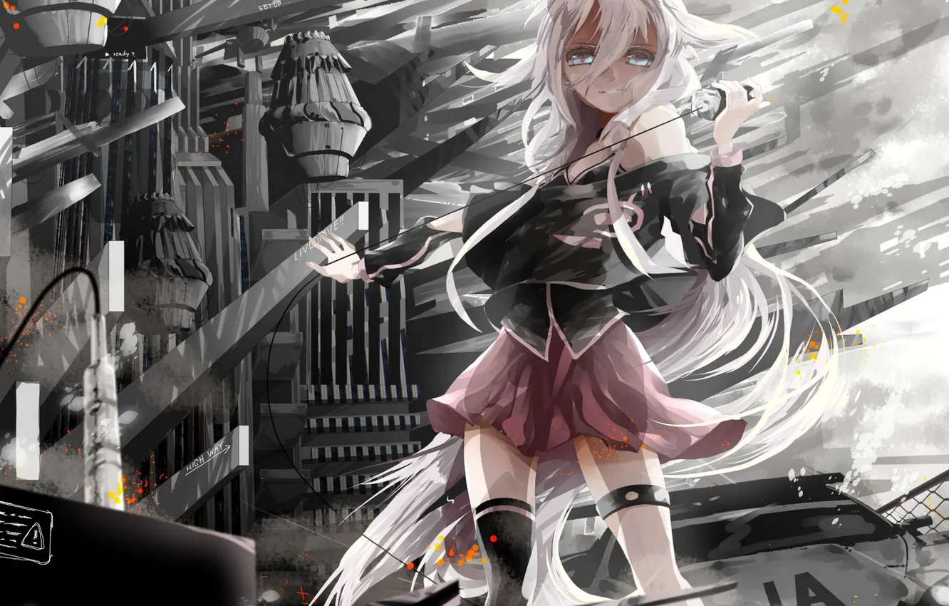 Photo wallpaper machine, girl, wire, anime, art, vocaloid, saihate