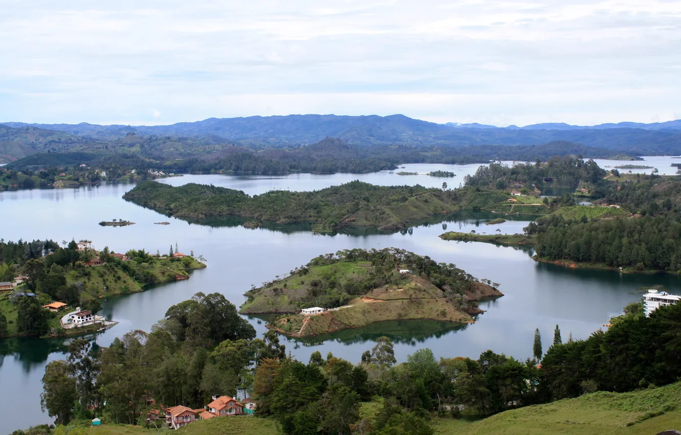 Photo wallpaper landscape, nature, river, top, Colombia, Guatape
