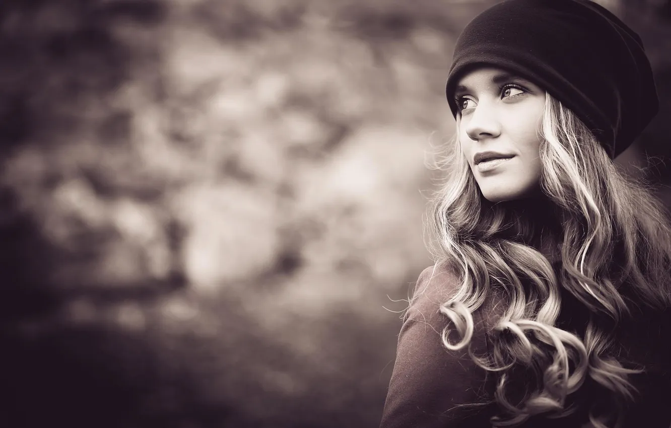 Photo wallpaper look, portrait, monochrome photo