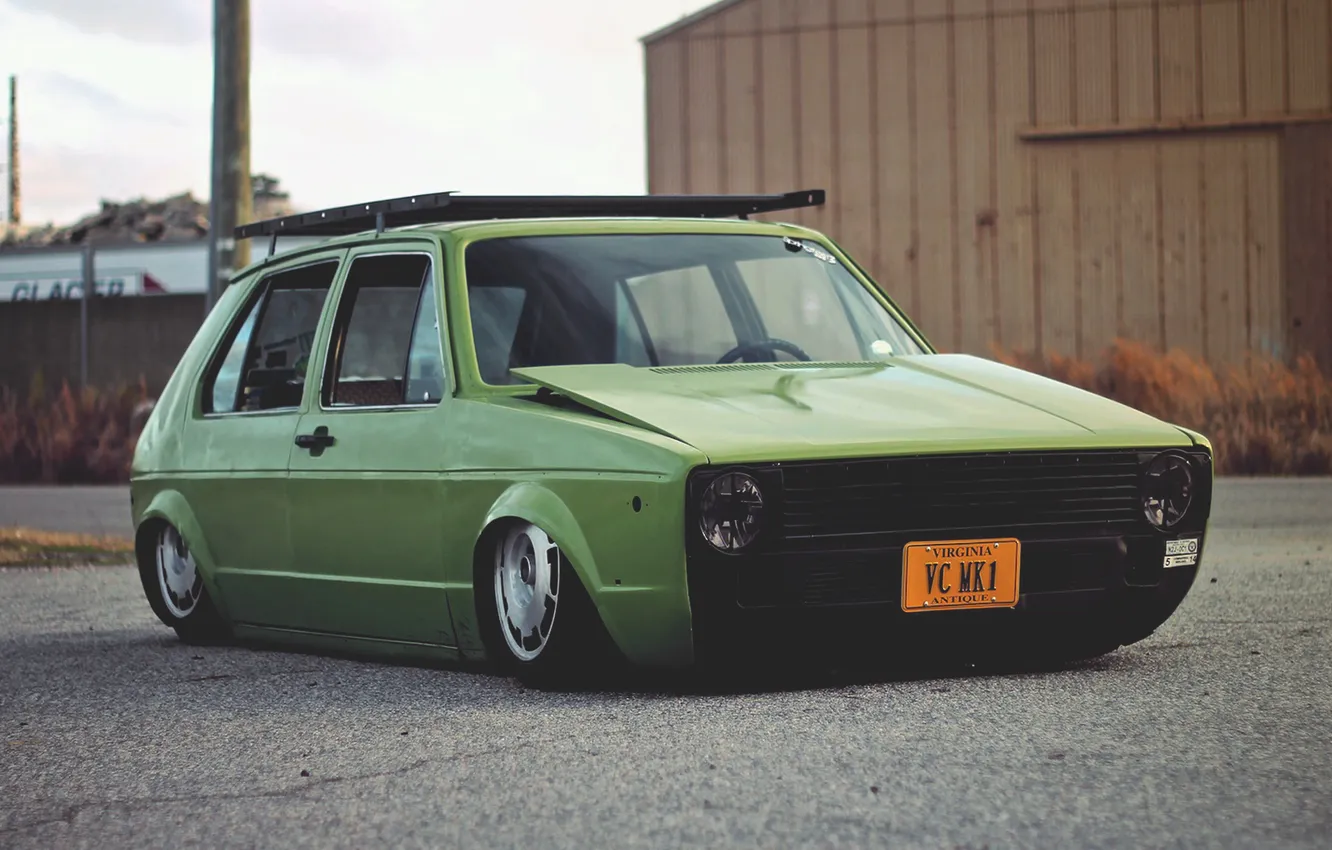 Photo wallpaper car, Volkswagen, Golf, golf, rabbit, Volkswagen, low