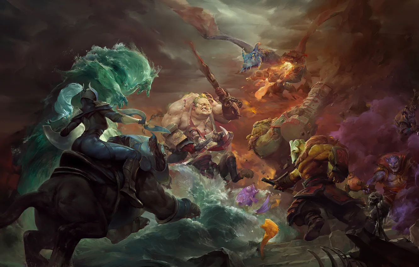 Photo wallpaper art, hero, battle, dota 2, moba