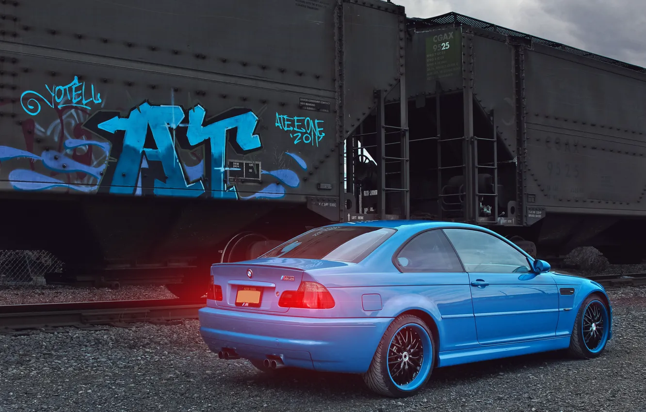 Photo wallpaper Blue, E46, Railway