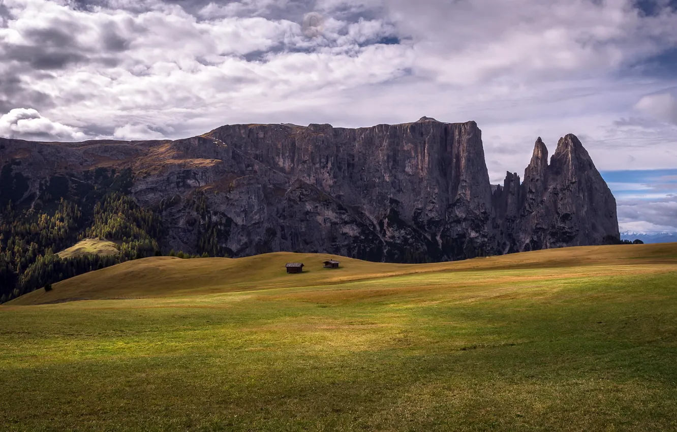 Photo wallpaper the sky, mountains, home