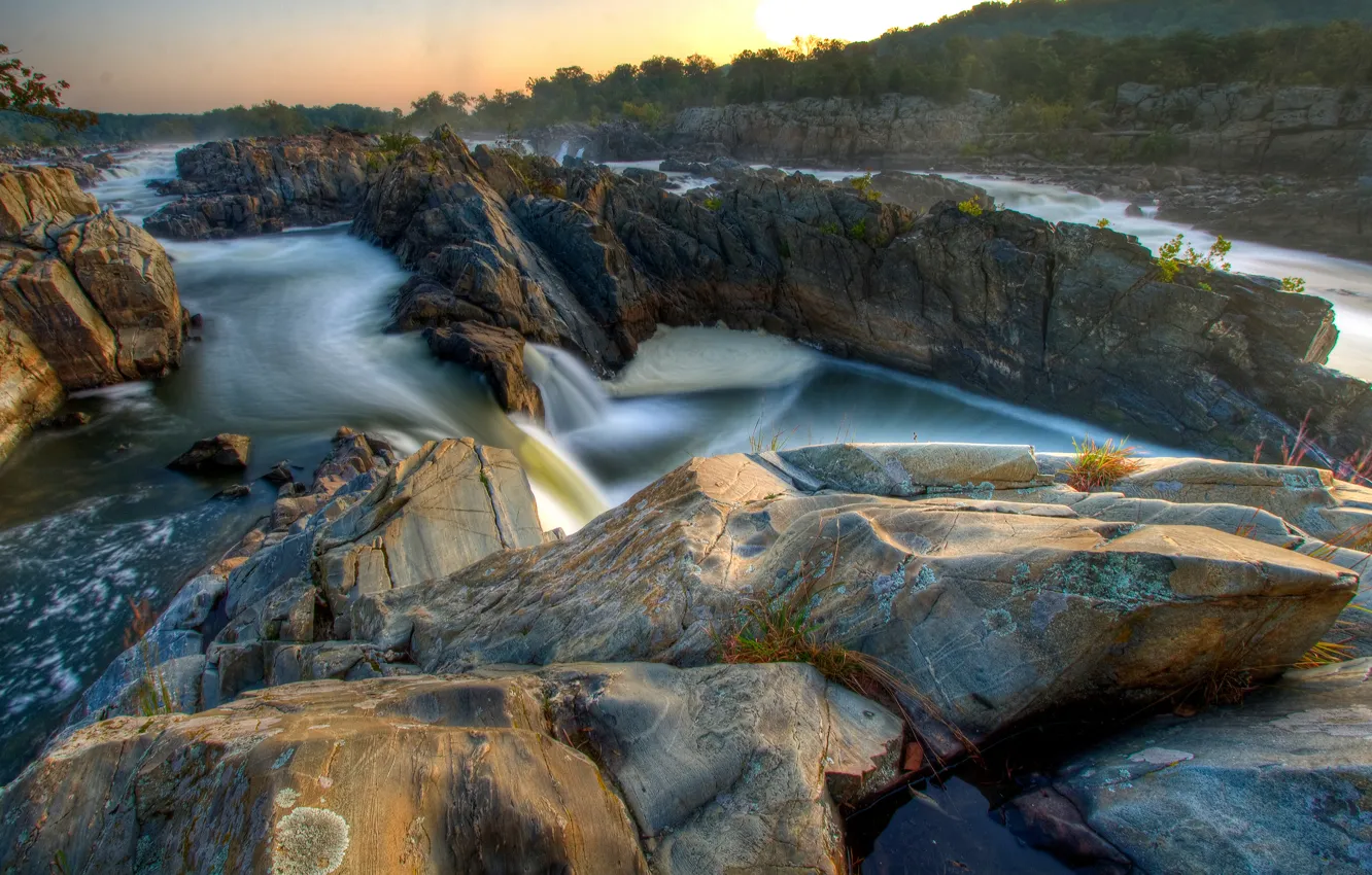 Photo wallpaper mountains, river, for