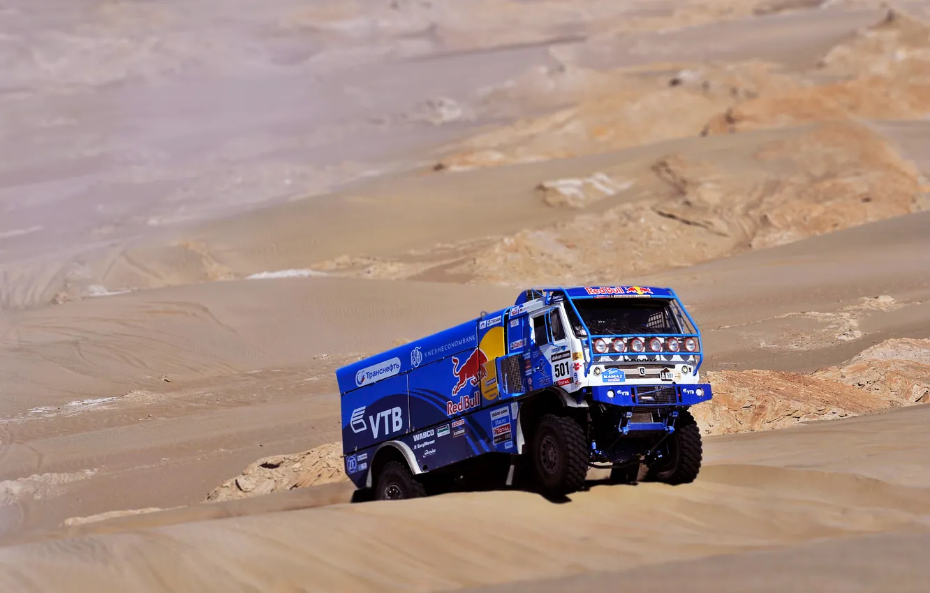 Photo wallpaper sand, Machine, Truck, Red Bull, Kamaz, Rally, KAMAZ, Dakar